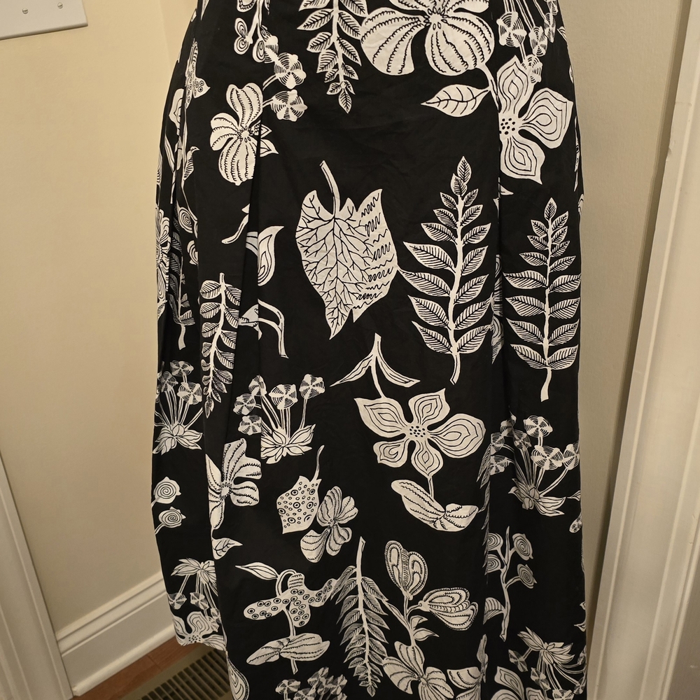 Talbots Black Madi Skirt with White Floral Print